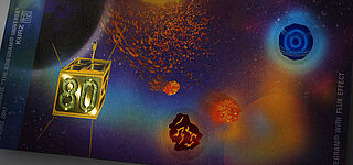 Image of a sample banknote with a fully metallized KINEGRAM® Patch and a space design